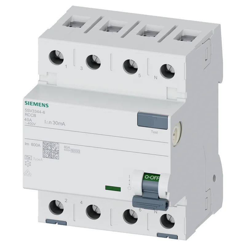 Siemens FI-Schalter 4x40A 5SV33446 Typ A 40A 3+N-pol 30MA 400V 4TE