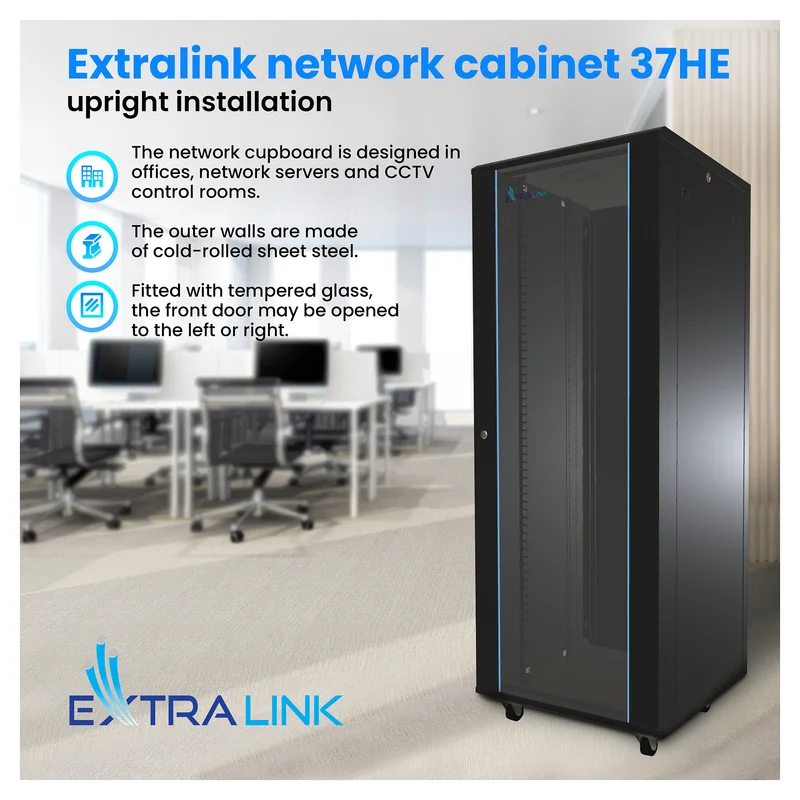 Extralink 37U Rackschrank 600x1000 Schwarz