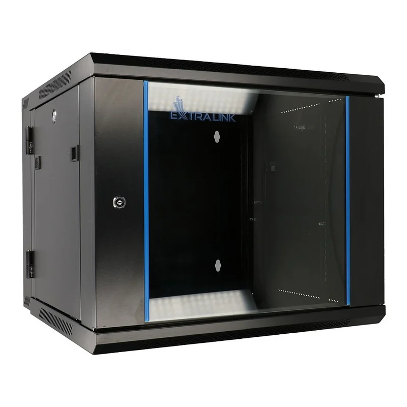 Extralink 12U Wandmontierter Rackschrank 600x600 AZH Schwarz, Doppelte Sektion