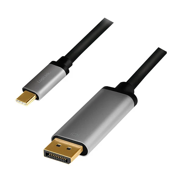 Logilink USB 3.2 Gen1 Type-C cable, C/M to DP/M, 4K/60 Hz, alu, black/grey, 1.8 m