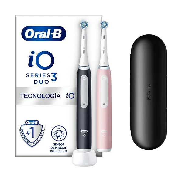 Oral-B iO Series 3N Duo, Elektrische Zahnbürste (schwarz/rosa, Matt Black//Blush Pink inkl. 2. Handstck)