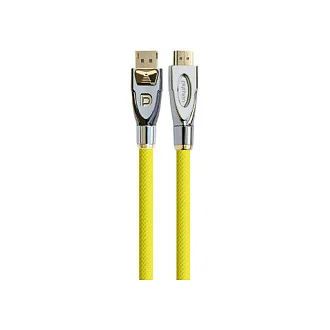 Anschlusskabel DisplayPort 1.2 an HDMI 2.0, 4K2K / UHD, 24K vergoldete Kontakte, OFC, Nylongeflecht gelb, 1m, PYTHON® Series