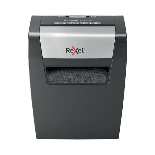 Rexel Momentum X406 Aktenvernichter mit Partikelschnitt bis 6 Blatt schwarz