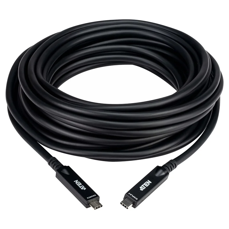 USB C ATEN UE3410F aktives optisches Ultra HD-Kabel mit USB-C, schwarz, 10 m