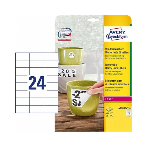 AVERY Zweckform wetterfeste Folienetiketten 70,0 x 37,0 mm