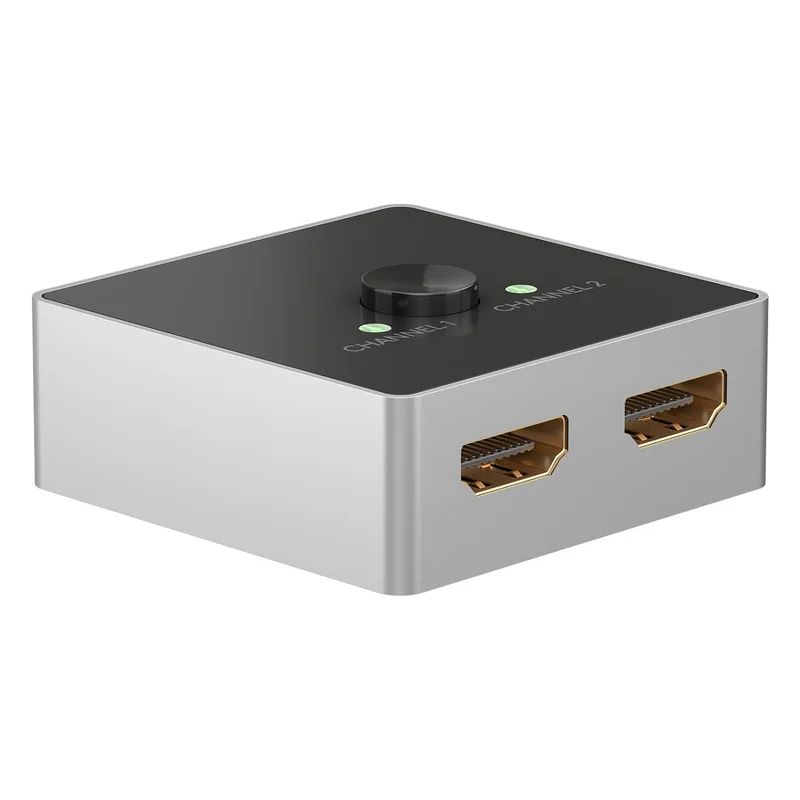 Goobay Manuelle HDMI-Umschaltbox 2 auf 1 (4K @ 60Hz), HDMI Switch (schwarz/silber)