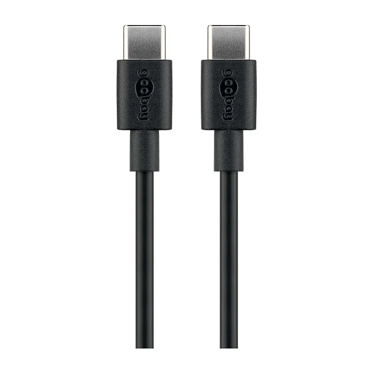 Goobay USB 2.0 Kabel, USB-C Stecker > USB-C Stecker (schwarz, 0,5 Meter, Laden mit bis zu 60 Watt)