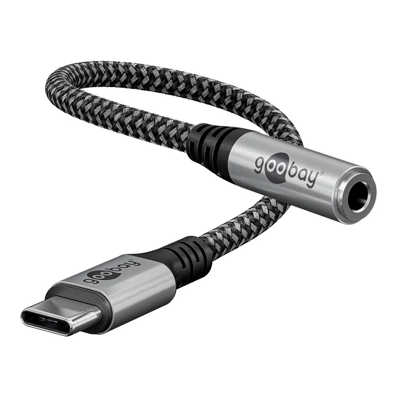 GOOBAY Adapter USB-C/3,5mm 0,15m auf Klinke, 3,5mm AUX textil sw/si
