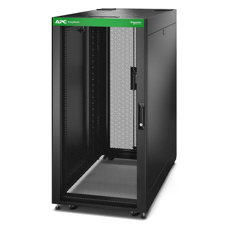 APC Easy Rack 600mm/24U/1200mm with Roof Side panel castors feet and 4 Brackets no Bottom black