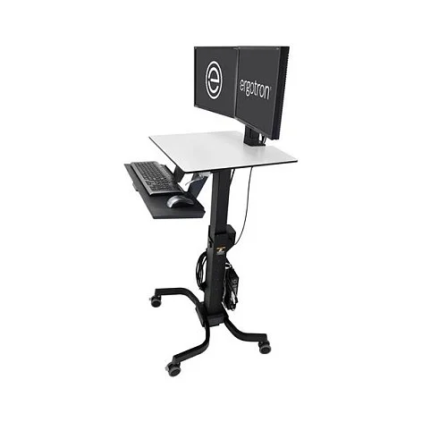 ERGOTRON WorkFit-C Steh-Sitz-Arbeitsplatz Dual HD Fahrwagen bis 61cm 24Zoll Displays 14,7kg.Anhebung bis 63cm VESA 75x75 100x100mm