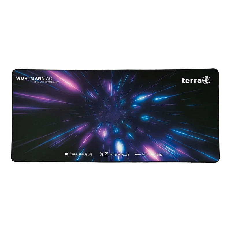 TERRA Mousepad XXL PURE Gaming black/purple schwarze Umkettelung 900 x 400