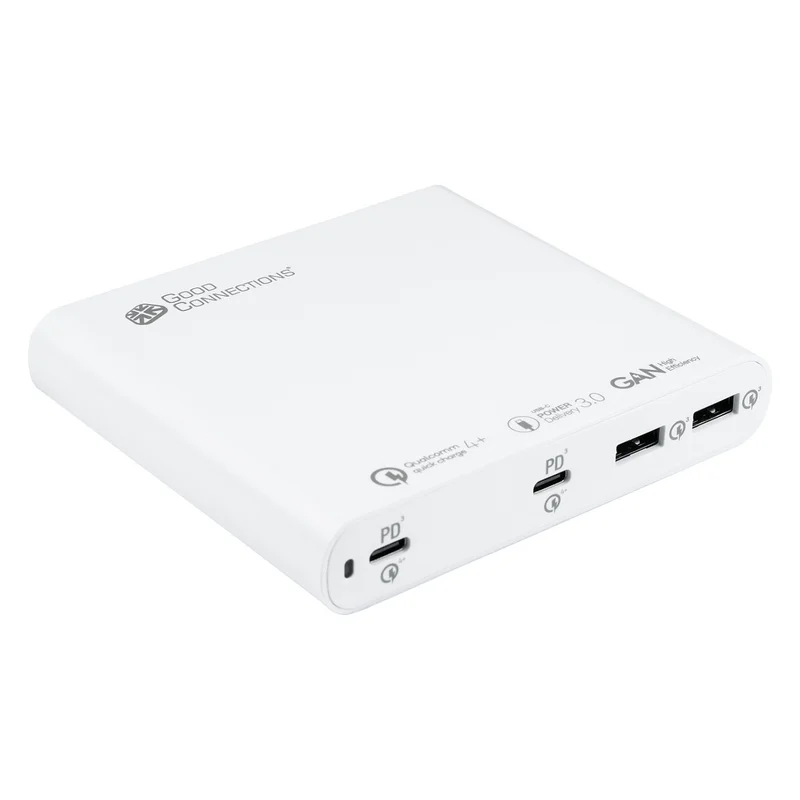 GoodConnections USB Desktop Schnellladestation 120W 4-Port 2xUSB-C/2xUSB-A QC4.0 Weiß