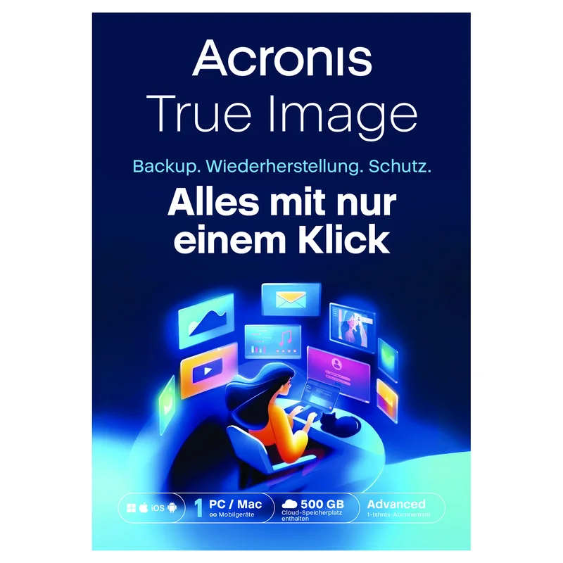Acronis True Image Advanced - 1 Computer + 500 GB Acronis Cloud Storage - 1 year Subscription - ESD-Download