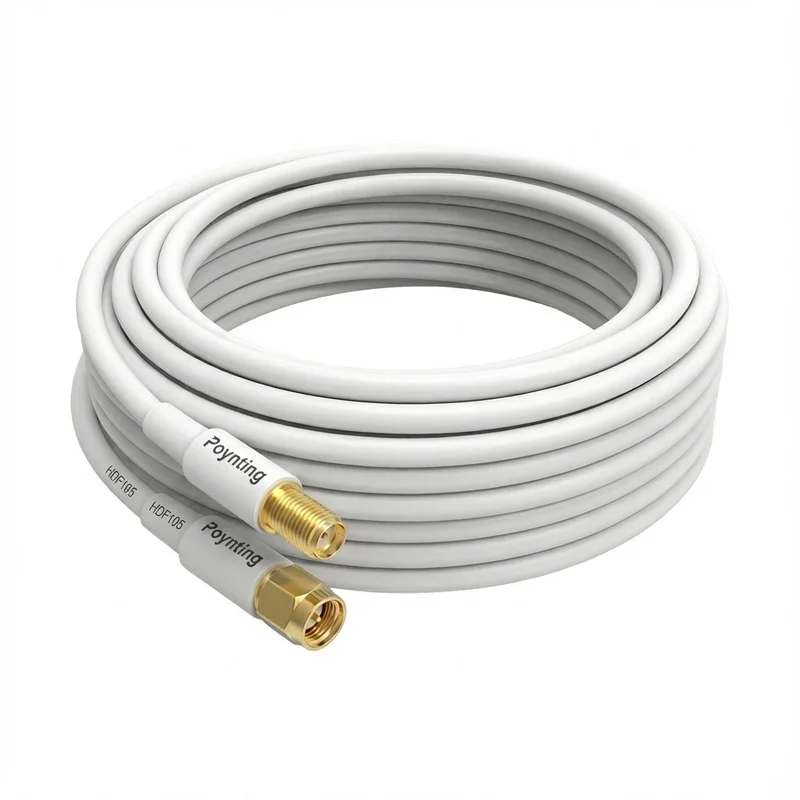 Poynting Antennen Zubehör Kabel A-CAB-144 5mTwin Pair HDF195 SMA (M) zu SMA (F) white Gold beschichtet