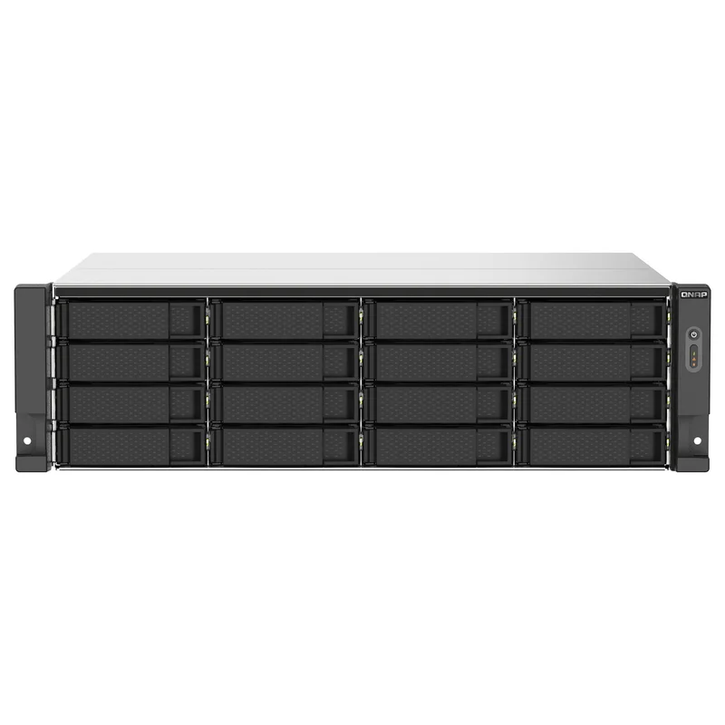 QNAP 16-Bay-Rackmount-NAS AMD Ryzen V1000-Serie V1500B 4C/8T 2,2GHz 16GB DDR4-RAM 2x2,5 GbE LAN optionale 10GbE und M.2