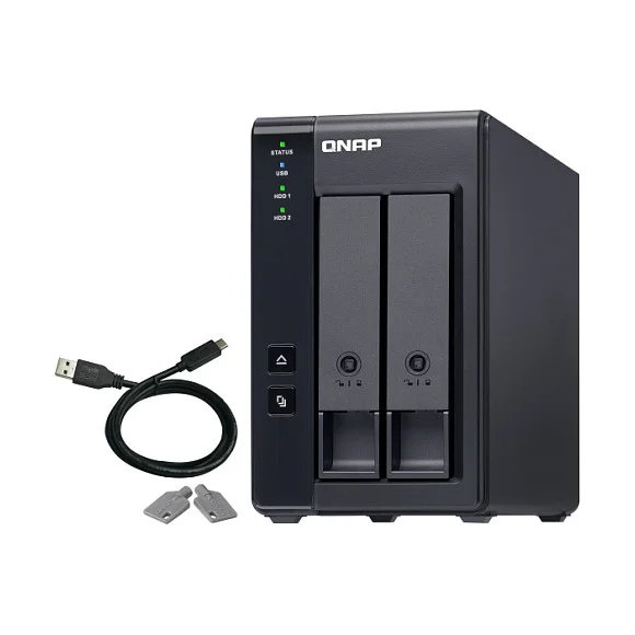 QNAP TR-002 2 Bay USB Type-C Direct Attached Storage with Hardware RAID
