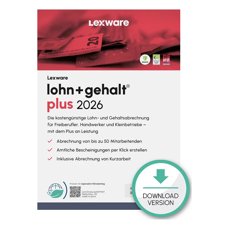 Lexware Lohn+Gehalt Plus 2026 - 1 Device, 1 Year - ESD-Download