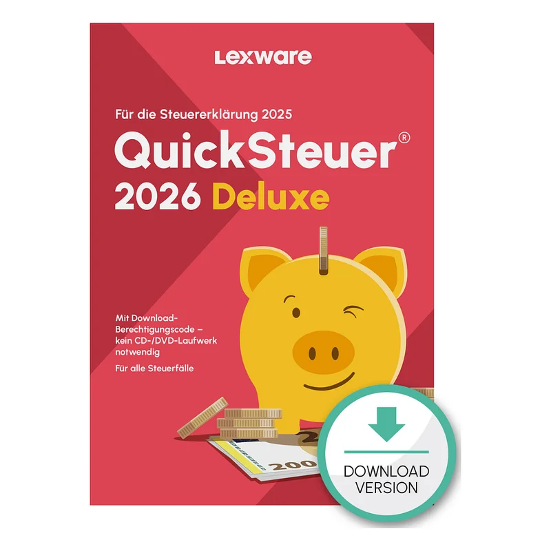 Lexware QuickSteuer Deluxe 2026 - 1 Device, bis zu 5 Steuererklärungen - ESD-Download