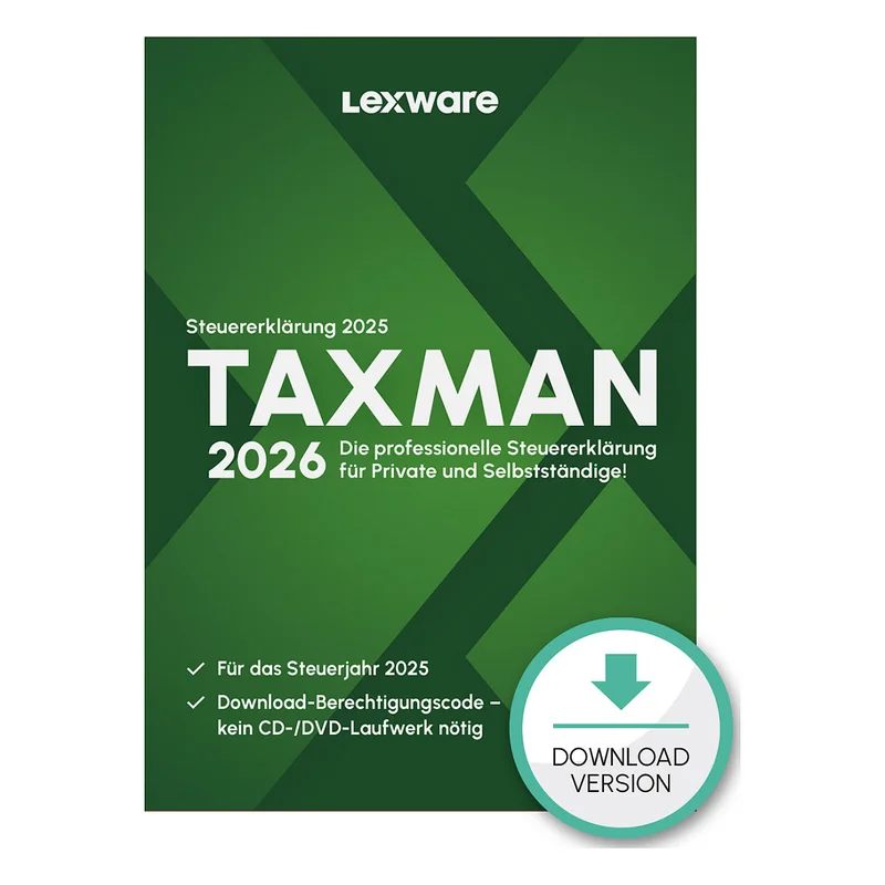Lexware Taxman 2026 - 1 Device, bis zu 5 Steuererklärungen - ESD-Download