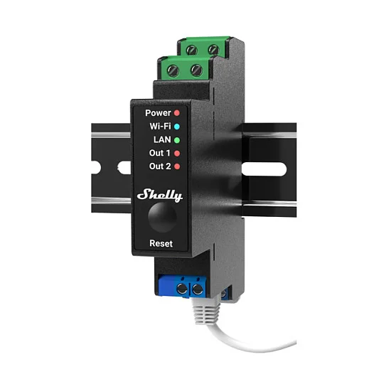 Shelly Relais "Pro 2PM" WLAN LAN Max. 25A 2 Kanäle 1 Phase BT Messfunktion DIN-Rail