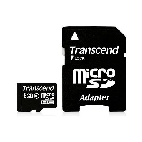 CARD 8GB Transcend Premium MicroSDHC 10MB/s +Adapter