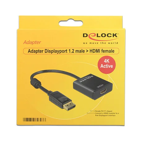 Adapter DisplayPort 1.2 Stecker > HDMI Buchse 4K Aktiv schwarz