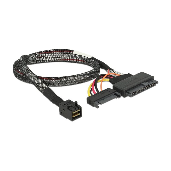 Kabel SFF-8643 Stecker > U.2 SFF-8639 Buchse + SATA Stromanschluss 50 cm